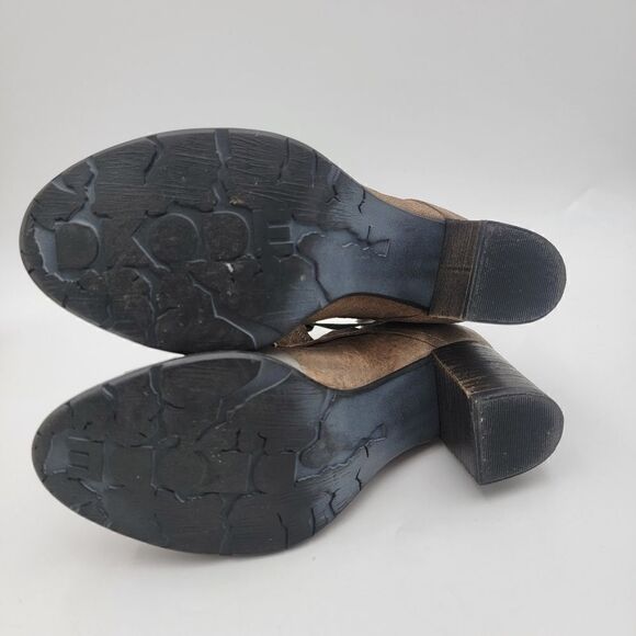 Dkode Booties Heeled Brown Tan Buckle Boots Zip Up EU 37 US 6.5 Boot Shoes Heels - Picture 15 of 15